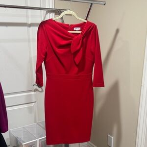 Anne Klein Bold Red Long Sleeve Dress
